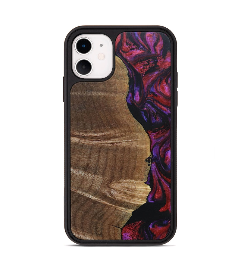 iPhone 11 Wood+Resin Phone Case - Dena (Red, 692049)