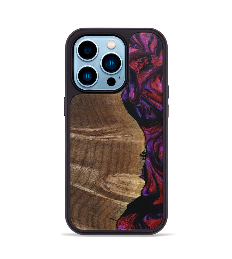 iPhone 14 Pro Wood+Resin Phone Case - Dena (Red, 692049)