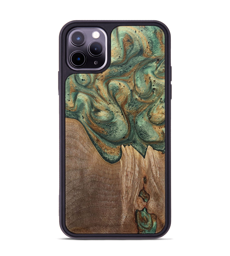 iPhone 11 Pro Max Wood+Resin Phone Case - Lesley (Green, 692061)
