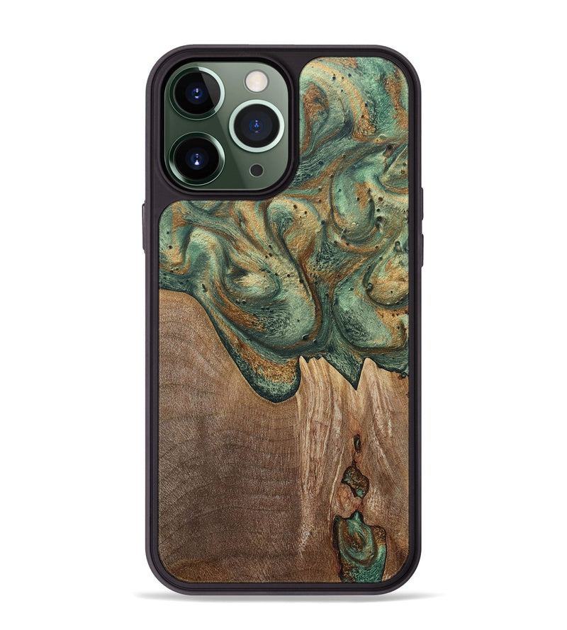 iPhone 13 Pro Max Wood+Resin Phone Case - Lesley (Green, 692061)