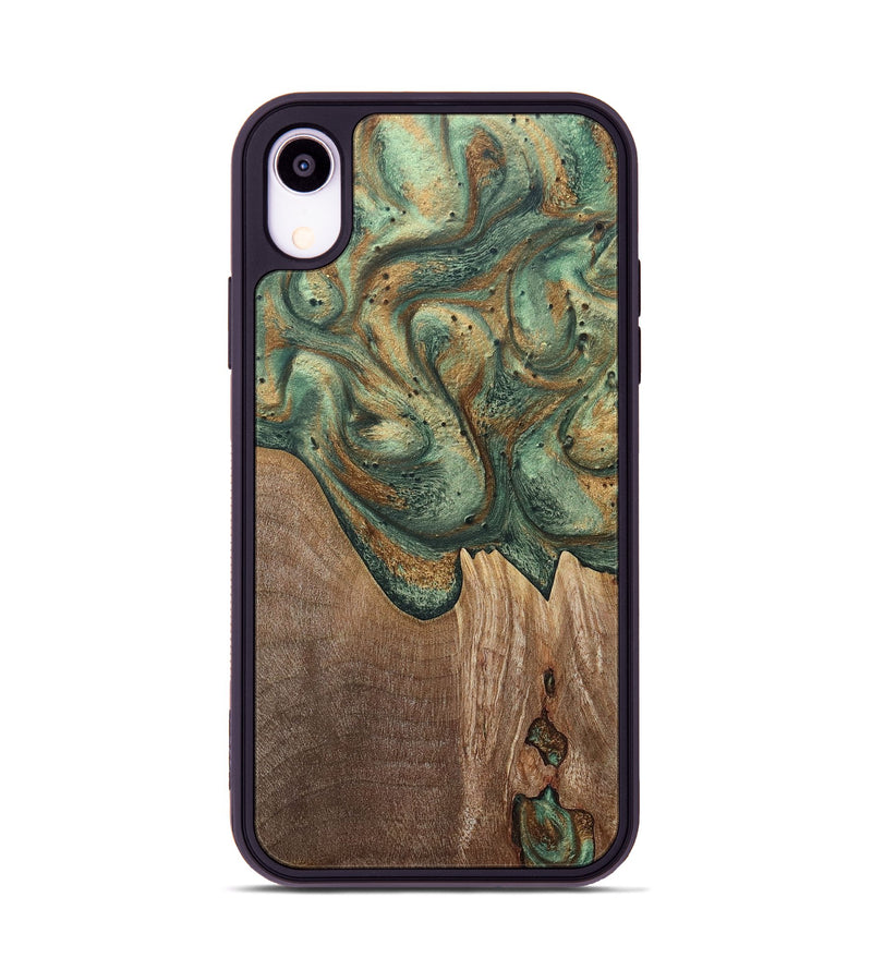 iPhone Xr Wood+Resin Phone Case - Lesley (Green, 692061)