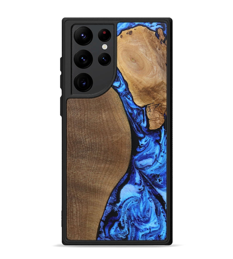 Galaxy S22 Ultra Wood+Resin Phone Case - Kara (Blue, 692109)