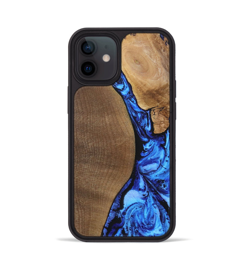 iPhone 12 Wood+Resin Phone Case - Kara (Blue, 692109)