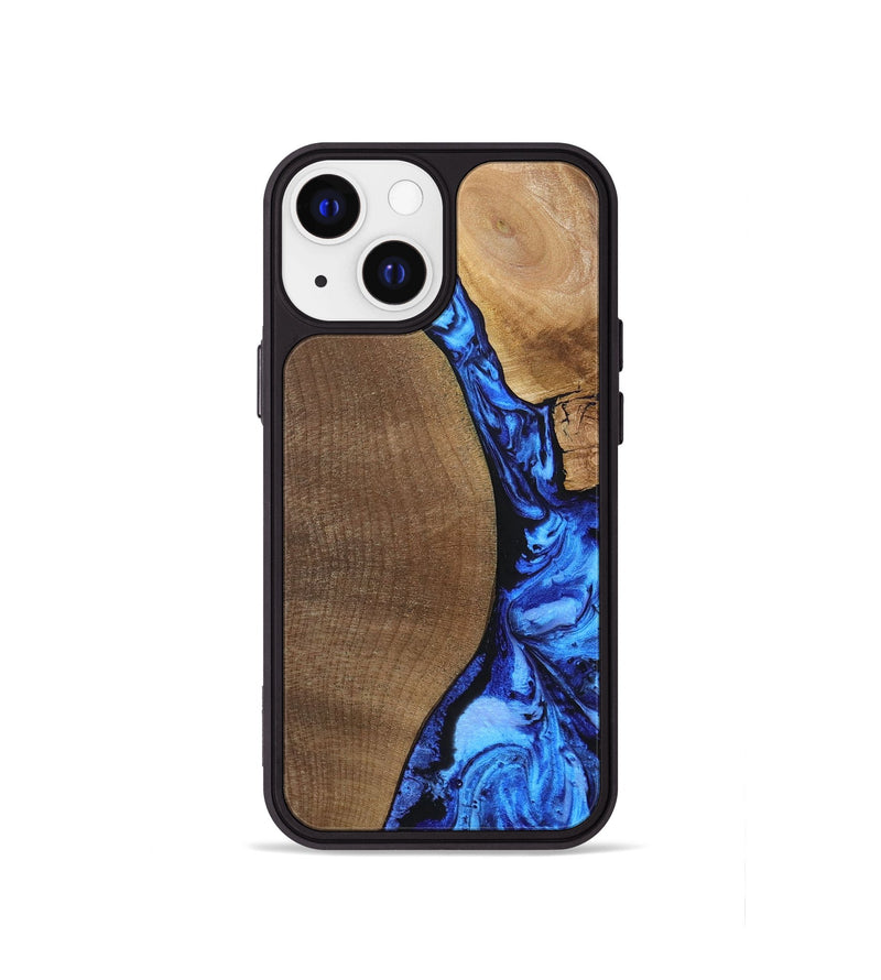 iPhone 13 mini Wood+Resin Phone Case - Kara (Blue, 692109)