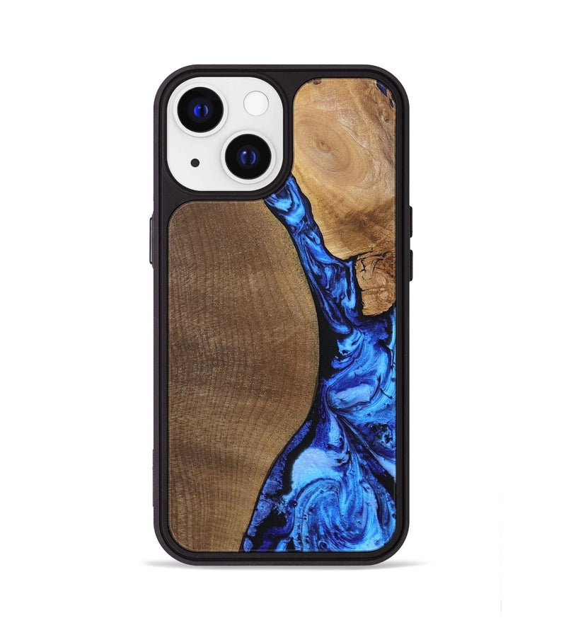 iPhone 13 Wood+Resin Phone Case - Kara (Blue, 692109)