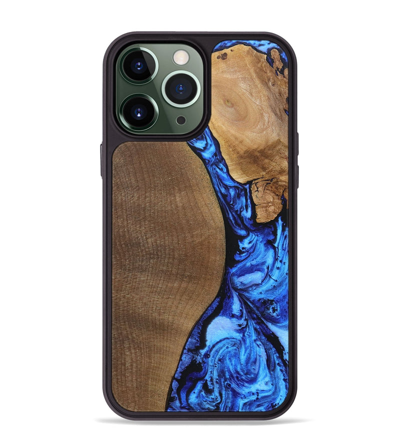 iPhone 13 Pro Max Wood+Resin Phone Case - Kara (Blue, 692109)