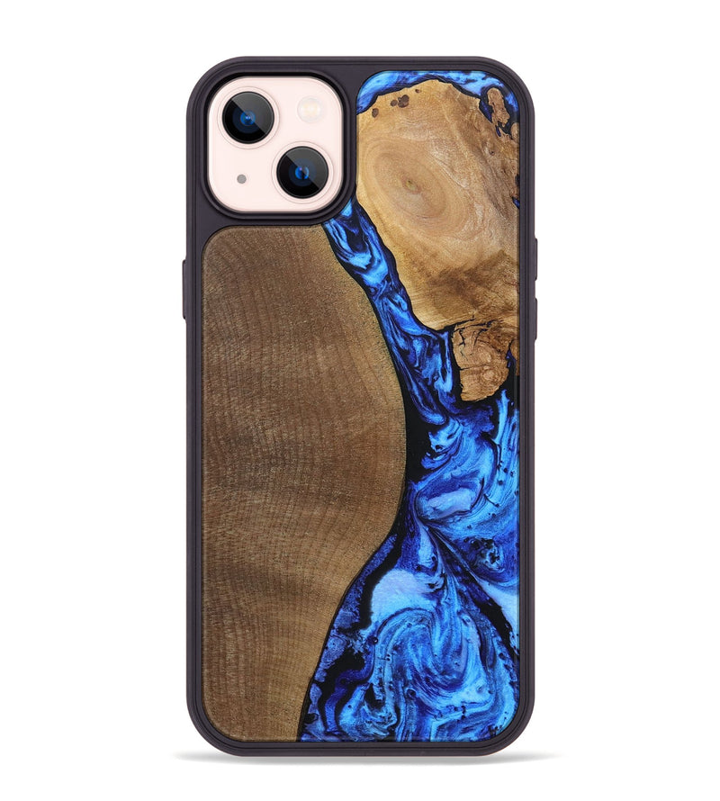 iPhone 14 Plus Wood+Resin Phone Case - Kara (Blue, 692109)