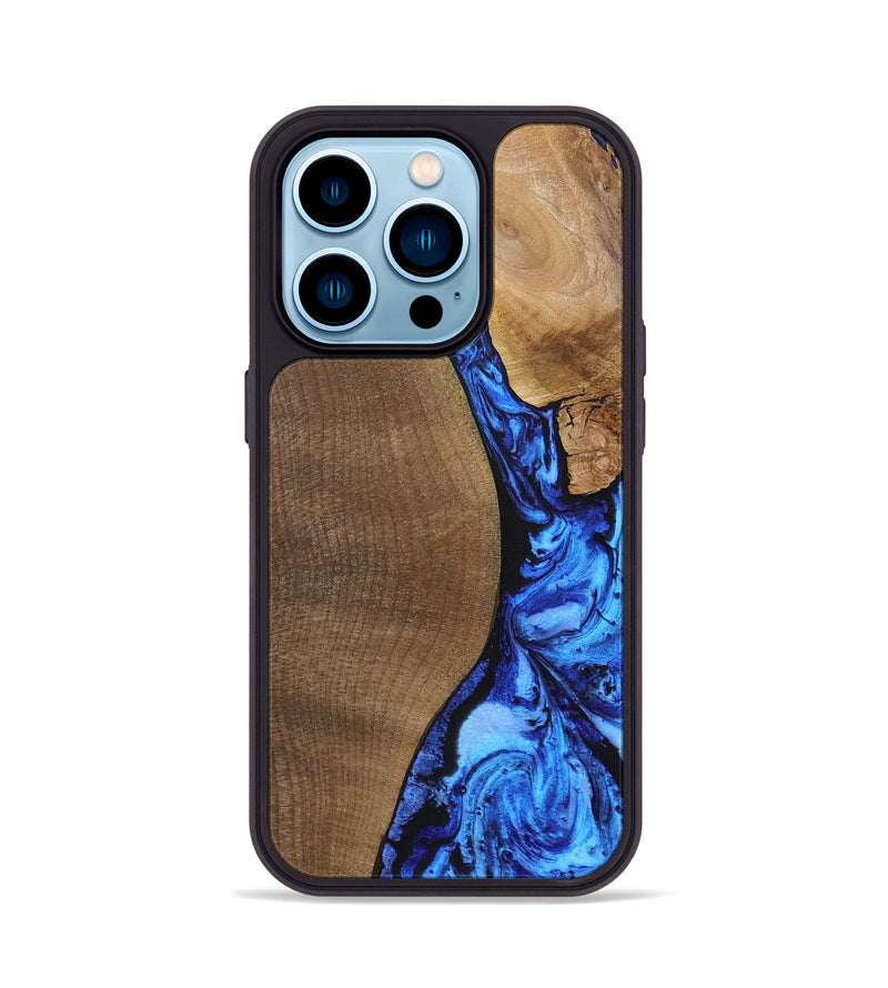 iPhone 14 Pro Wood+Resin Phone Case - Kara (Blue, 692109)