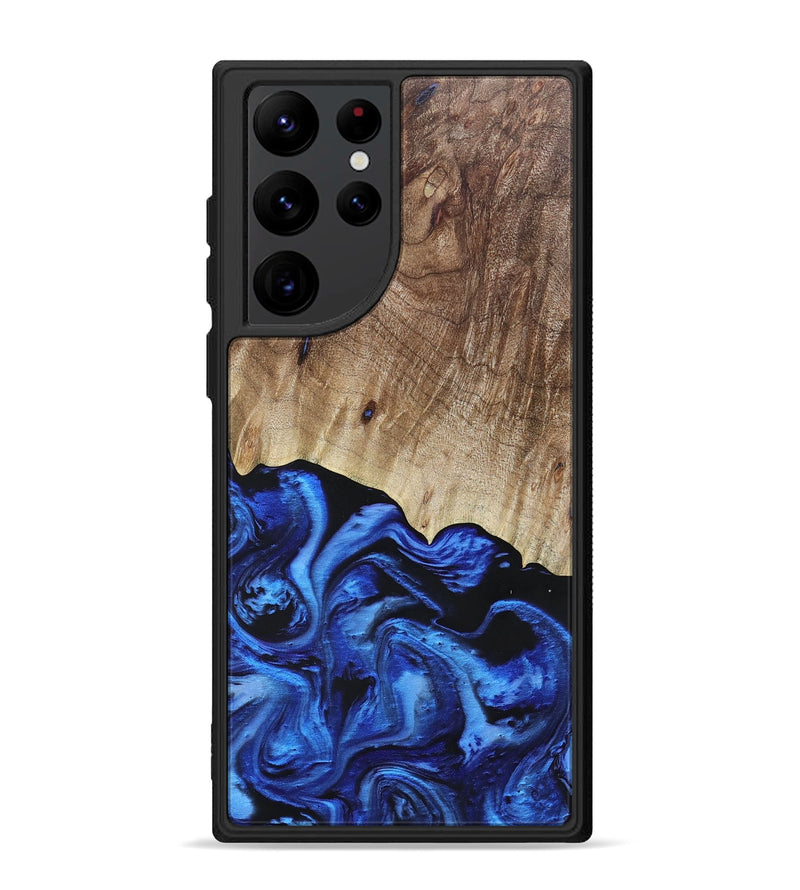 Galaxy S22 Ultra Wood+Resin Phone Case - Tasha (Blue, 692113)