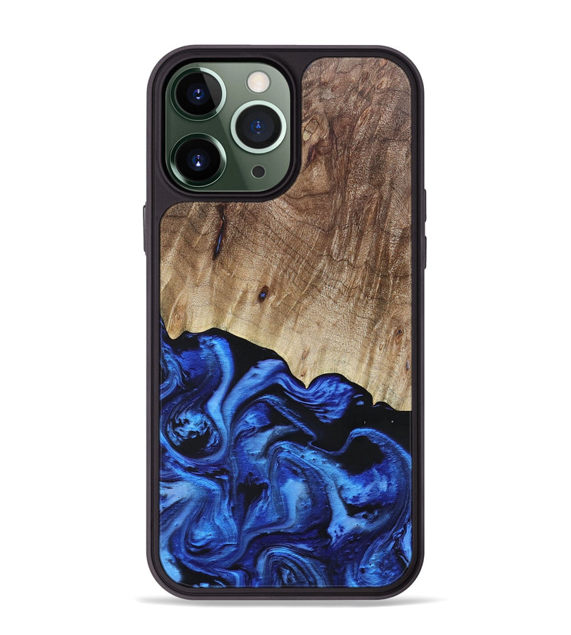 iPhone 13 Pro Max Wood+Resin Phone Case - Tasha (Blue, 692113)