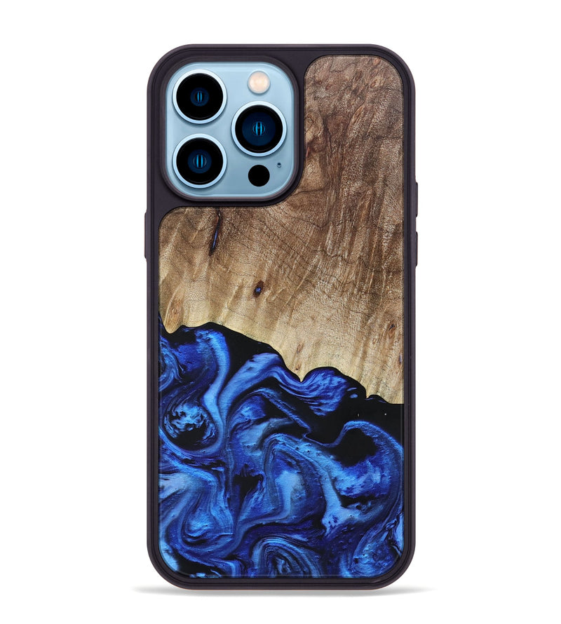 iPhone 14 Pro Max Wood+Resin Phone Case - Tasha (Blue, 692113)