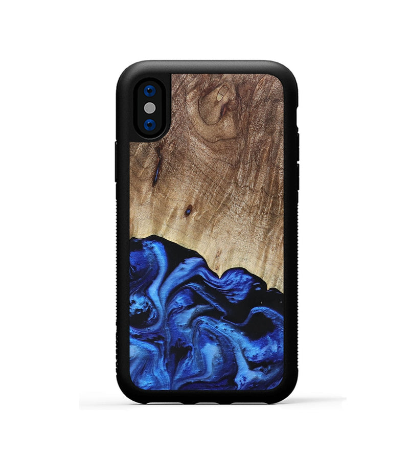 iPhone Xs Wood+Resin Phone Case - Tasha (Blue, 692113)