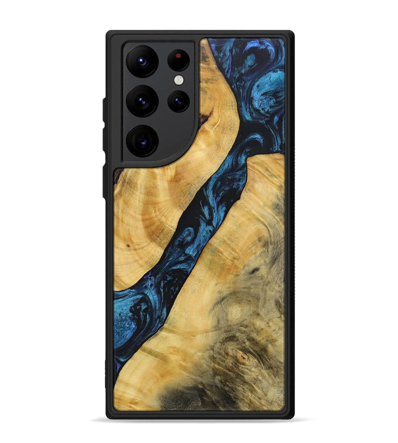 Galaxy S22 Ultra Wood+Resin Phone Case - Frederick (Blue, 692151)