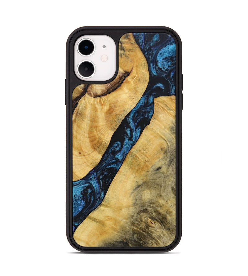 iPhone 11 Wood+Resin Phone Case - Frederick (Blue, 692151)