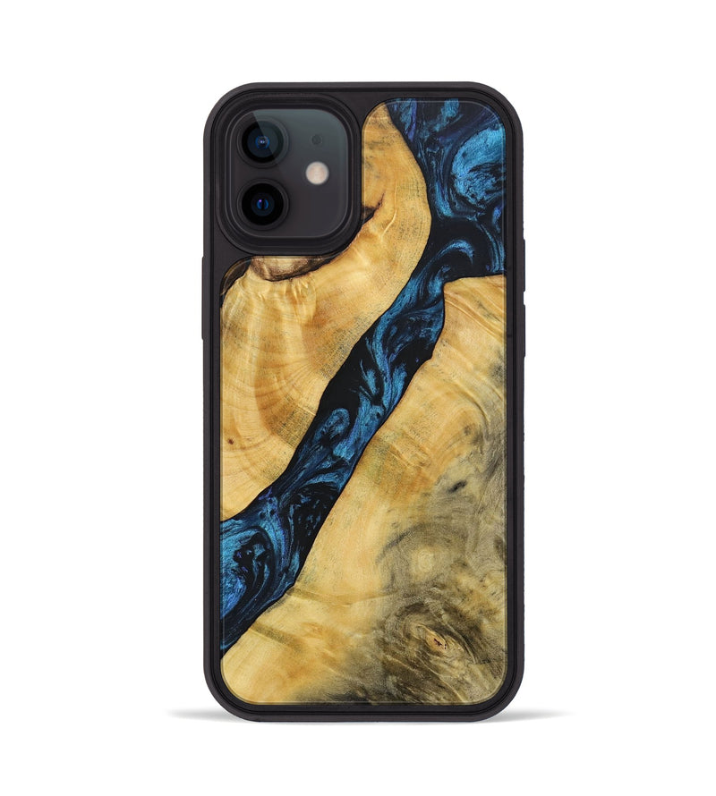 iPhone 12 Wood+Resin Phone Case - Frederick (Blue, 692151)