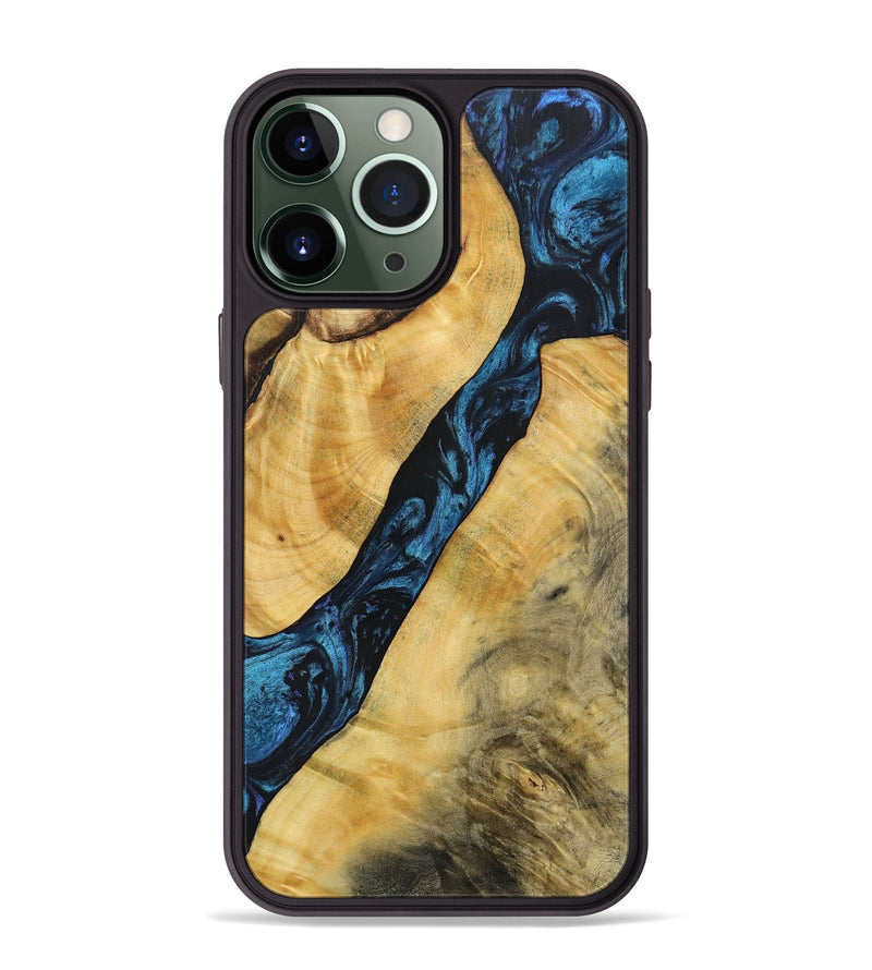 iPhone 13 Pro Max Wood+Resin Phone Case - Frederick (Blue, 692151)