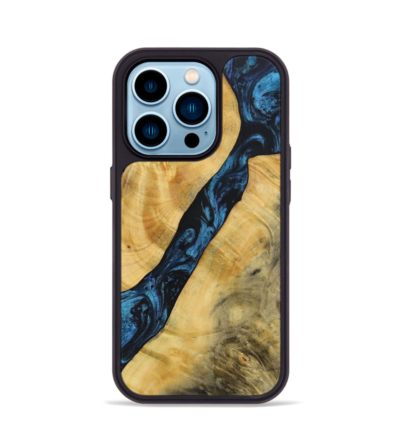 iPhone 14 Pro Wood+Resin Phone Case - Frederick (Blue, 692151)