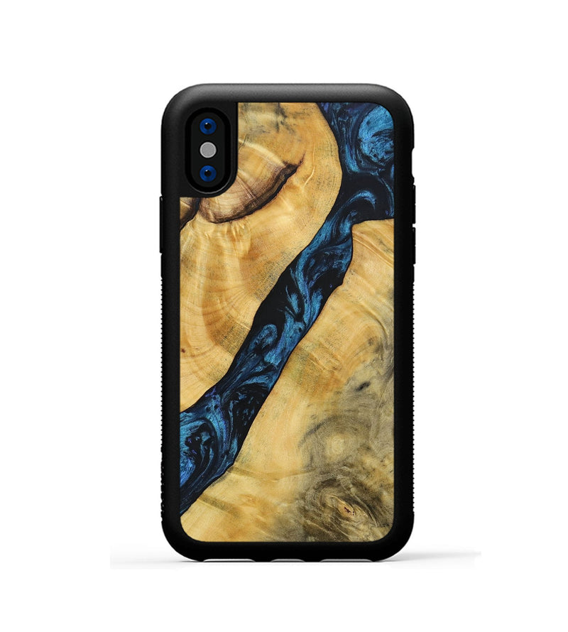 iPhone Xs Wood+Resin Phone Case - Frederick (Blue, 692151)