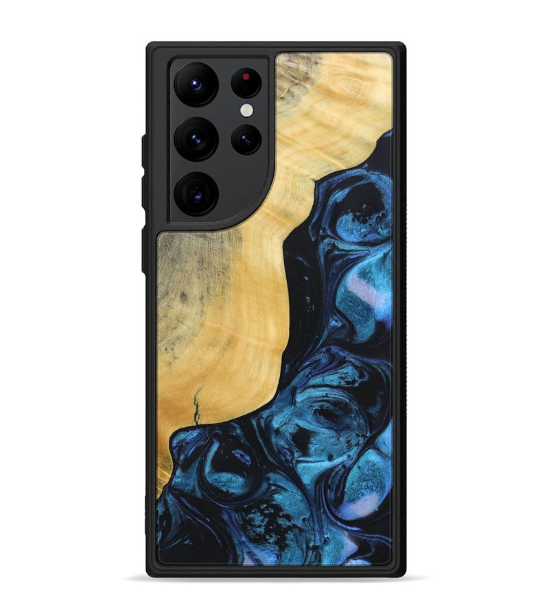 Galaxy S22 Ultra Wood+Resin Phone Case - Jaiden (Blue, 692153)