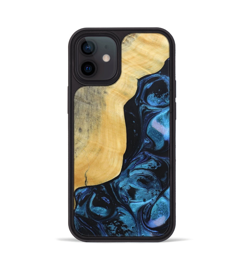 iPhone 12 Wood+Resin Phone Case - Jaiden (Blue, 692153)