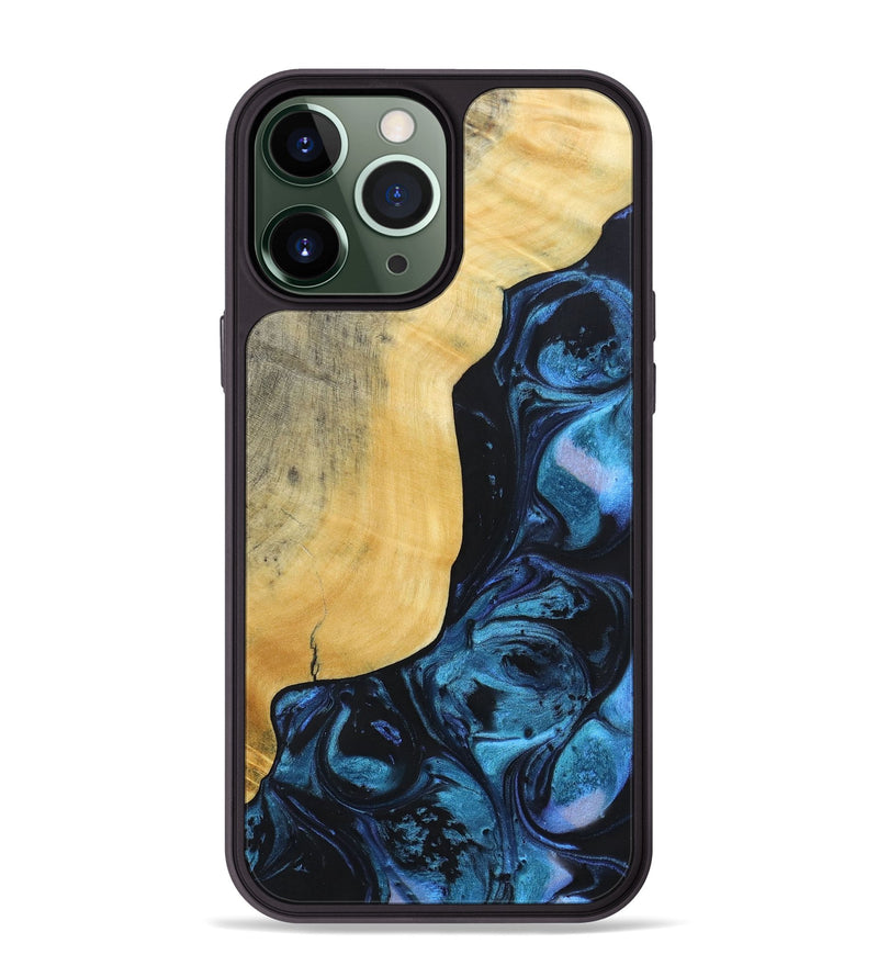 iPhone 13 Pro Max Wood+Resin Phone Case - Jaiden (Blue, 692153)