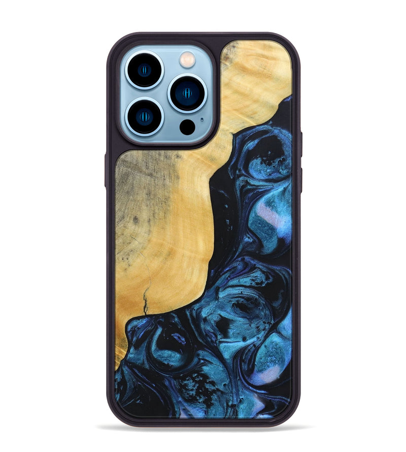 iPhone 14 Pro Max Wood+Resin Phone Case - Jaiden (Blue, 692153)