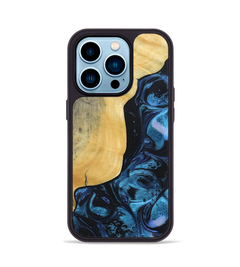 iPhone 14 Pro Wood+Resin Phone Case - Jaiden (Blue, 692153)