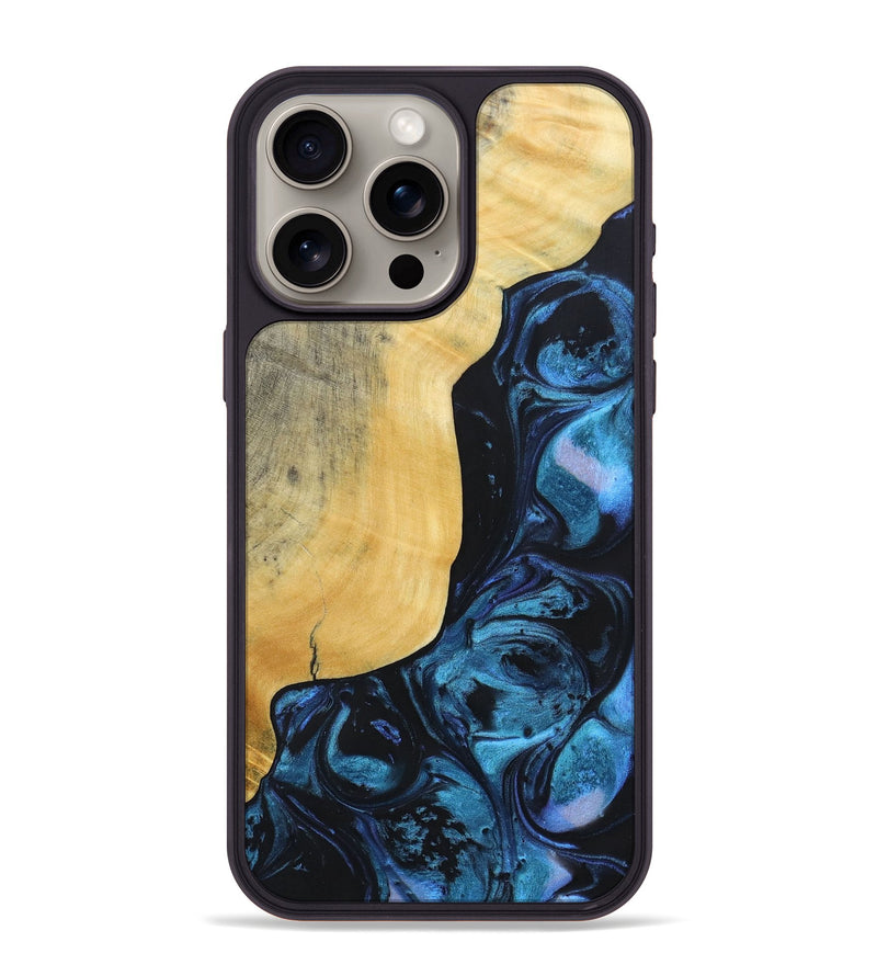 iPhone 15 Pro Max Wood+Resin Phone Case - Jaiden (Blue, 692153)