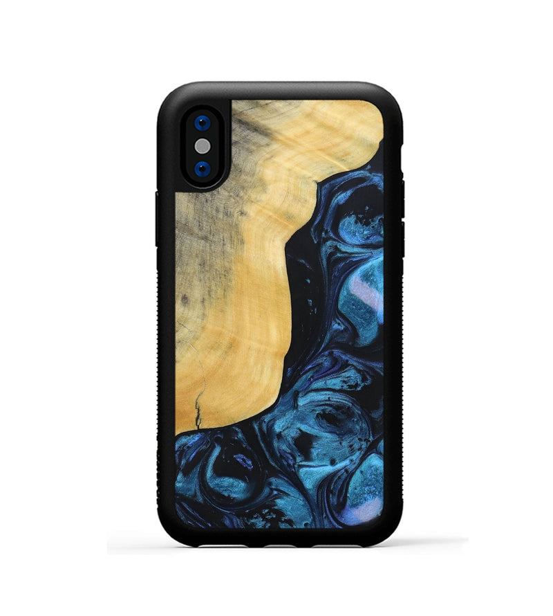 iPhone Xs Wood+Resin Phone Case - Jaiden (Blue, 692153)