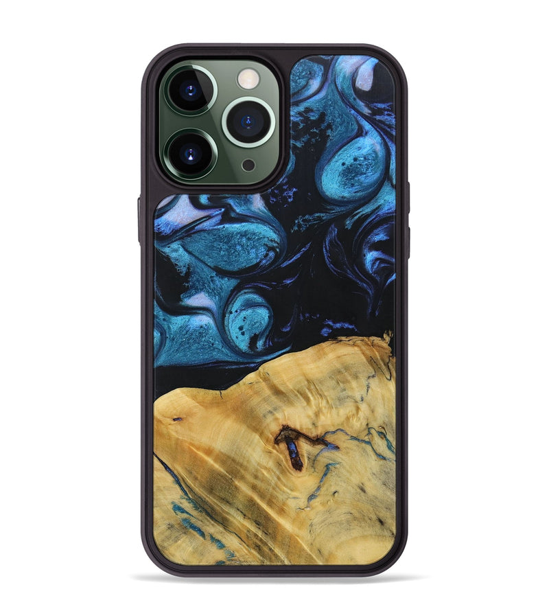iPhone 13 Pro Max Wood+Resin Phone Case - Kaylani (Blue, 692154)