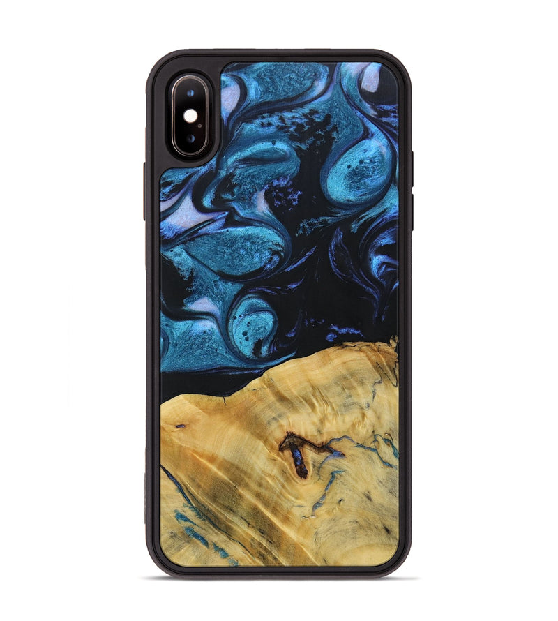 iPhone Xs Max Wood+Resin Phone Case - Kaylani (Blue, 692154)