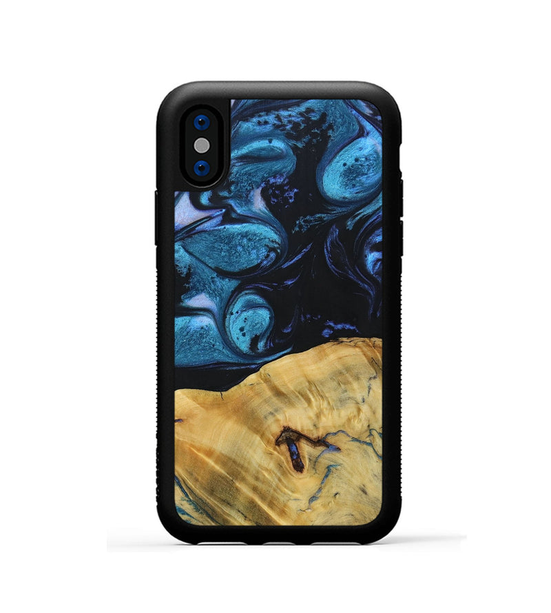 iPhone Xs Wood+Resin Phone Case - Kaylani (Blue, 692154)