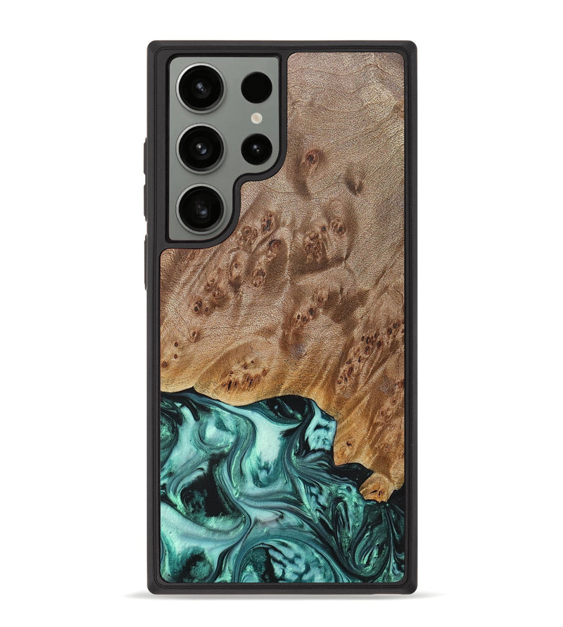 Galaxy S23 Ultra Wood+Resin Phone Case - Angelina (Green, 692246)