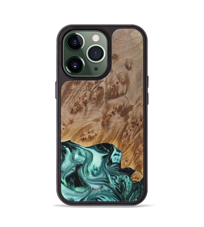 iPhone 13 Pro Wood+Resin Phone Case - Angelina (Green, 692246)