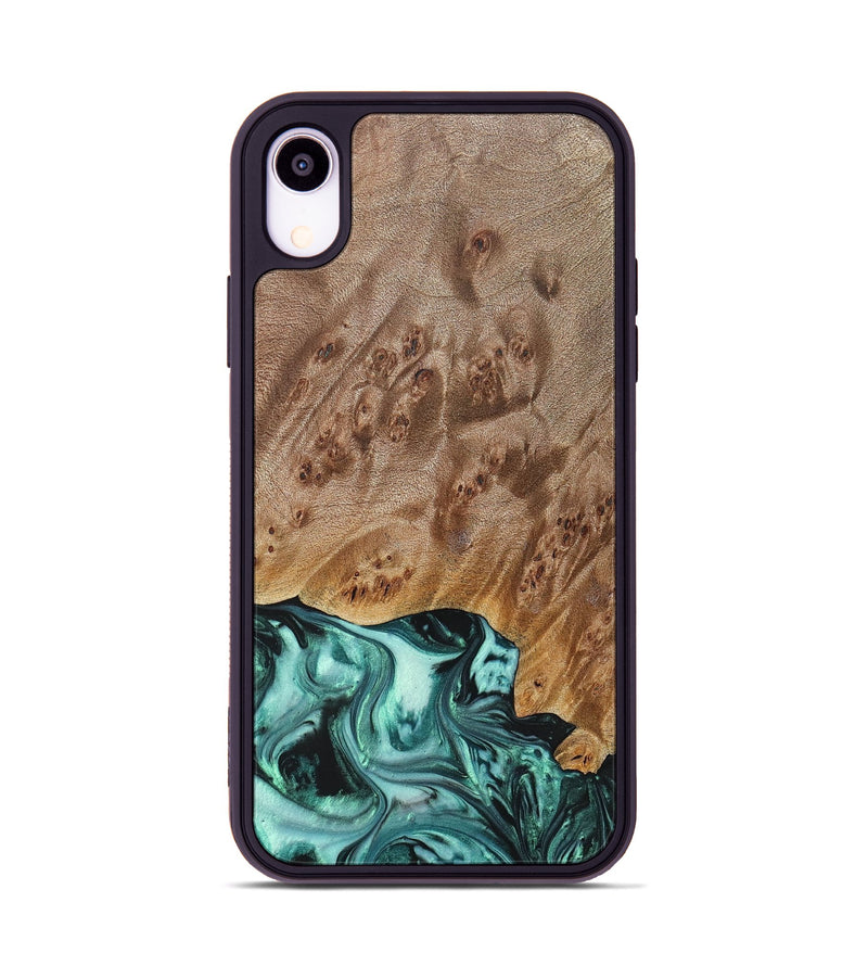 iPhone Xr Wood+Resin Phone Case - Angelina (Green, 692246)