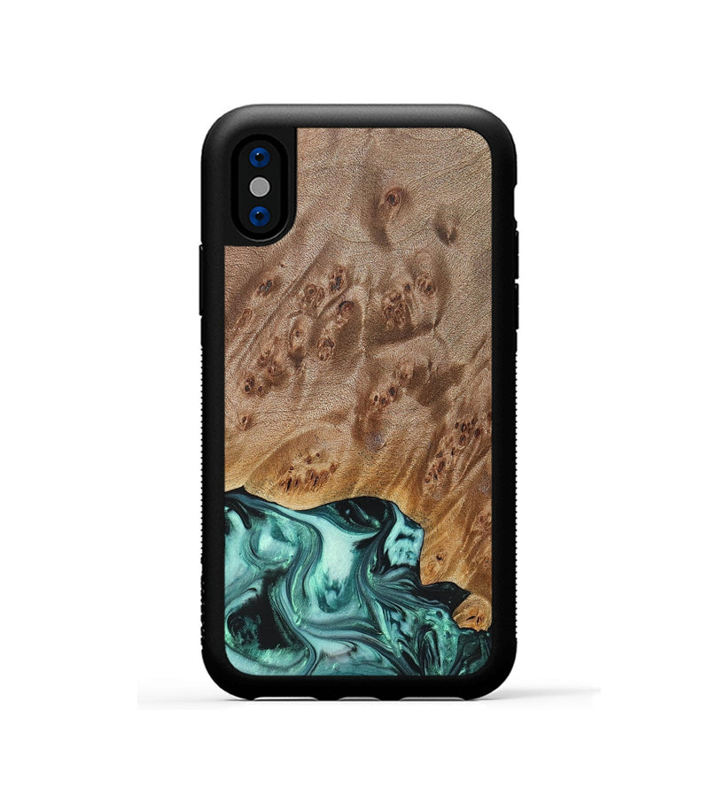iPhone Xs Wood+Resin Phone Case - Angelina (Green, 692246)