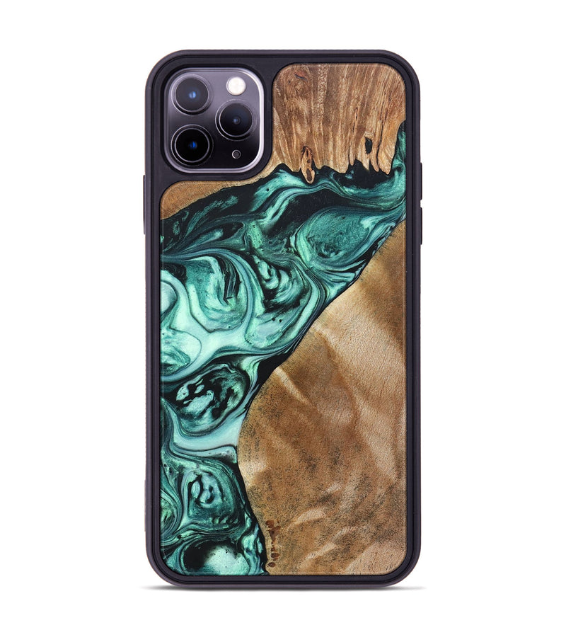 iPhone 11 Pro Max Wood+Resin Phone Case - Katrina (Green, 692259)