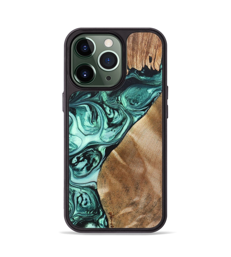 iPhone 13 Pro Wood+Resin Phone Case - Katrina (Green, 692259)