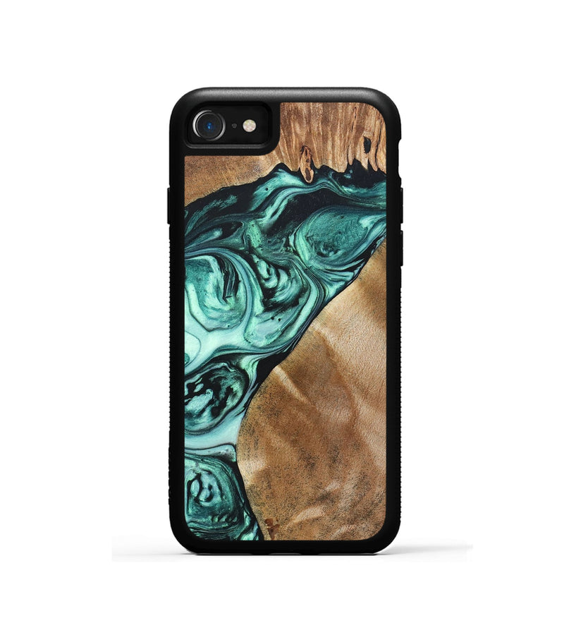 iPhone SE Wood+Resin Phone Case - Katrina (Green, 692259)