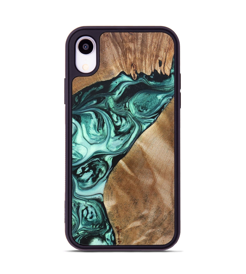 iPhone Xr Wood+Resin Phone Case - Katrina (Green, 692259)