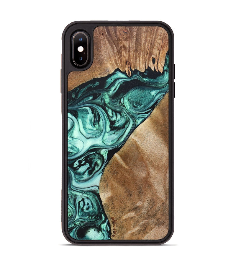 iPhone Xs Max Wood+Resin Phone Case - Katrina (Green, 692259)