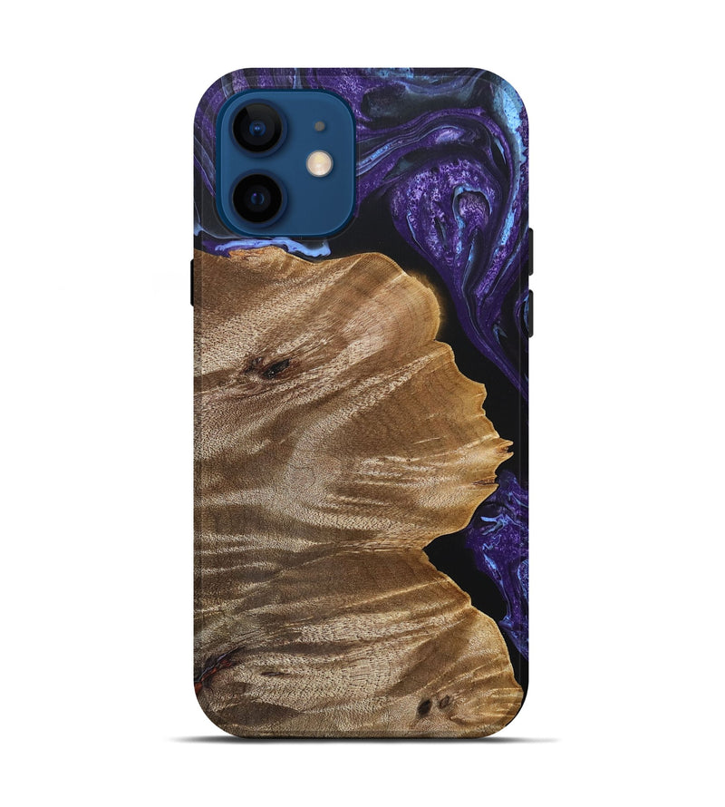 iPhone 12 Wood+Resin Live Edge Phone Case - Gilbert (Purple, 692311)