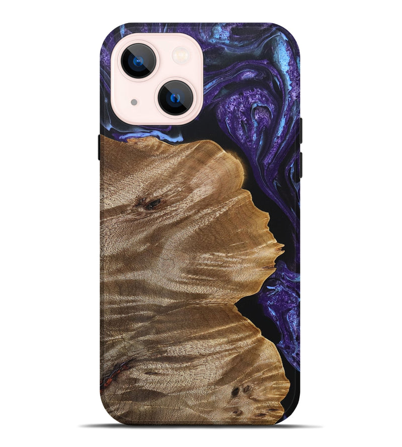 iPhone 14 Plus Wood+Resin Live Edge Phone Case - Gilbert (Purple, 692311)