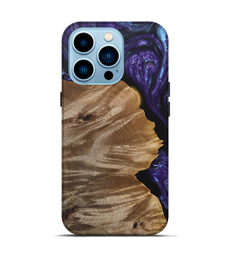 iPhone 14 Pro Wood+Resin Live Edge Phone Case - Gilbert (Purple, 692311)