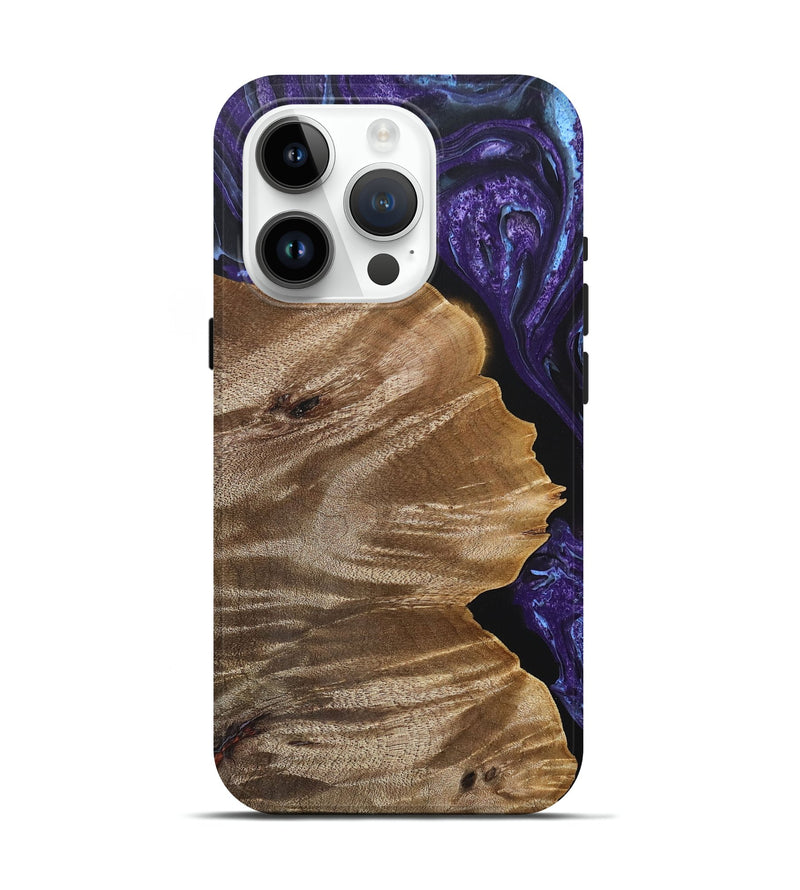 iPhone 15 Pro Wood+Resin Live Edge Phone Case - Gilbert (Purple, 692311)