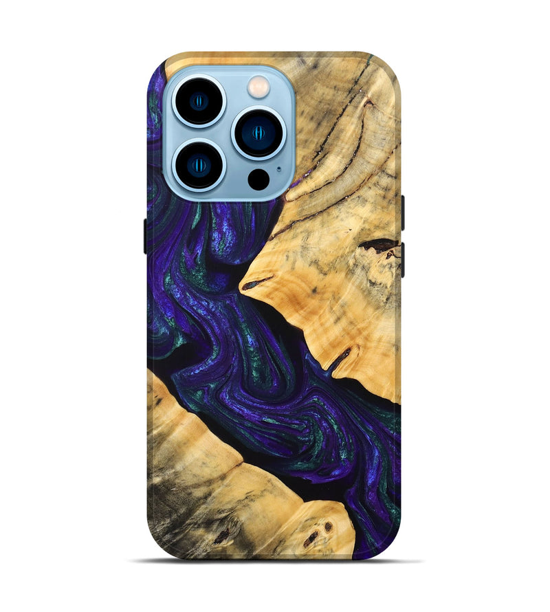 iPhone 14 Pro Wood+Resin Live Edge Phone Case - Sheena (Purple, 692312)