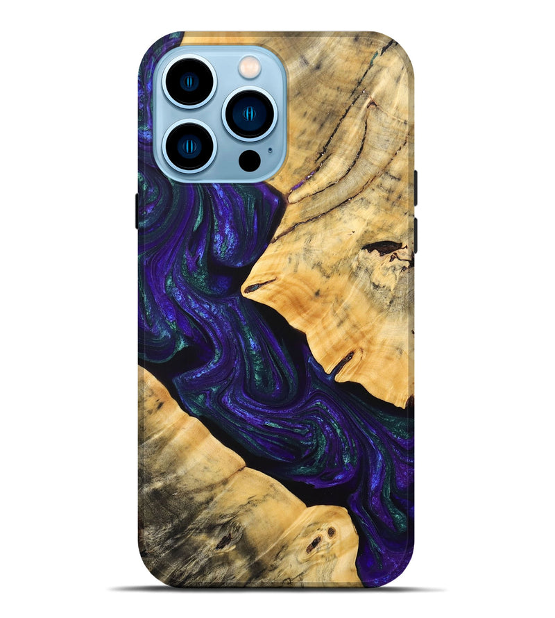 iPhone 14 Pro Max Wood+Resin Live Edge Phone Case - Sheena (Purple, 692312)