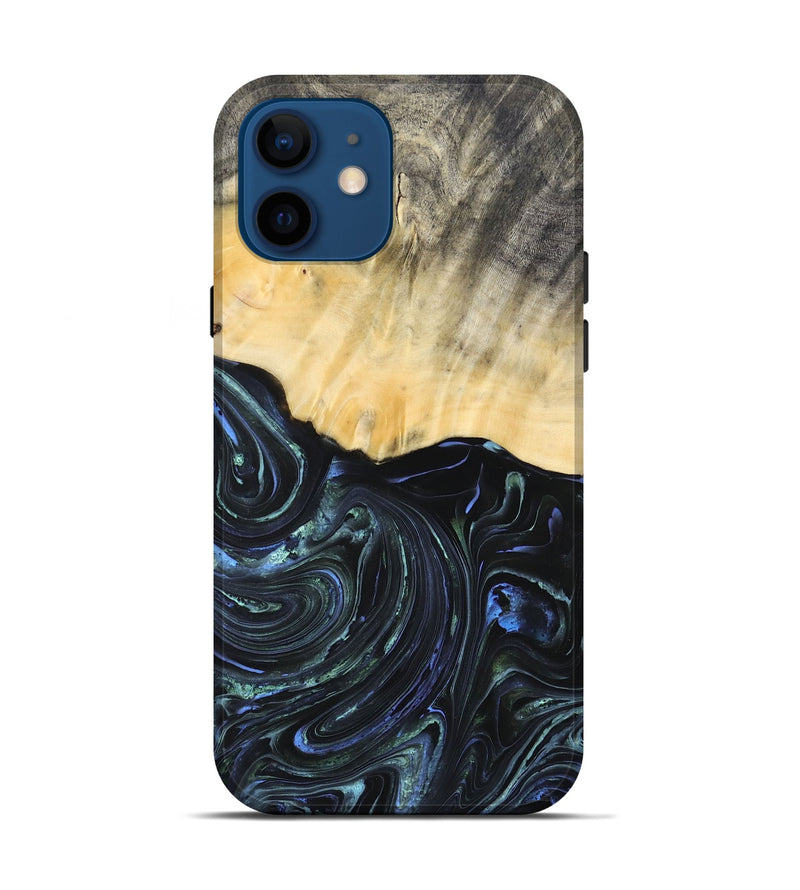 iPhone 12 Wood+Resin Live Edge Phone Case - Carlton (Blue, 692321)