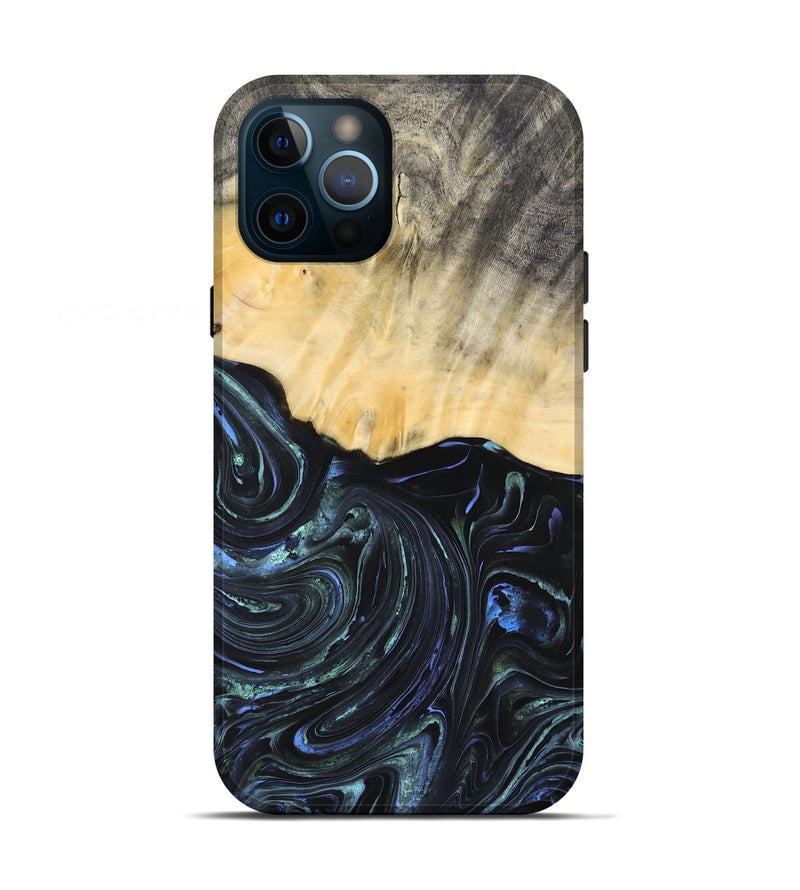 iPhone 12 Pro Wood+Resin Live Edge Phone Case - Carlton (Blue, 692321)