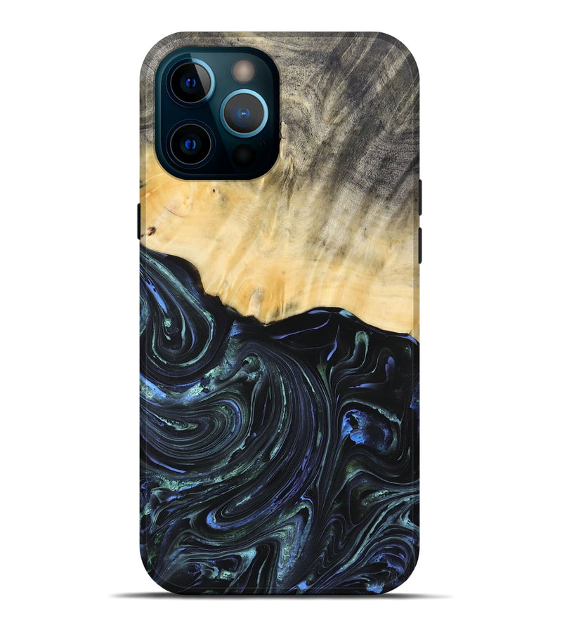iPhone 12 Pro Max Wood+Resin Live Edge Phone Case - Carlton (Blue, 692321)